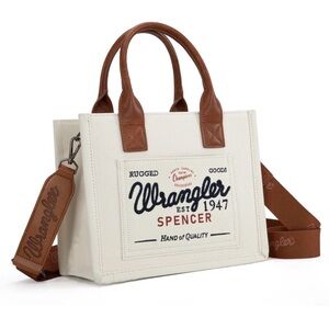 Wrangler Cream Tote with Brown Leather Accents